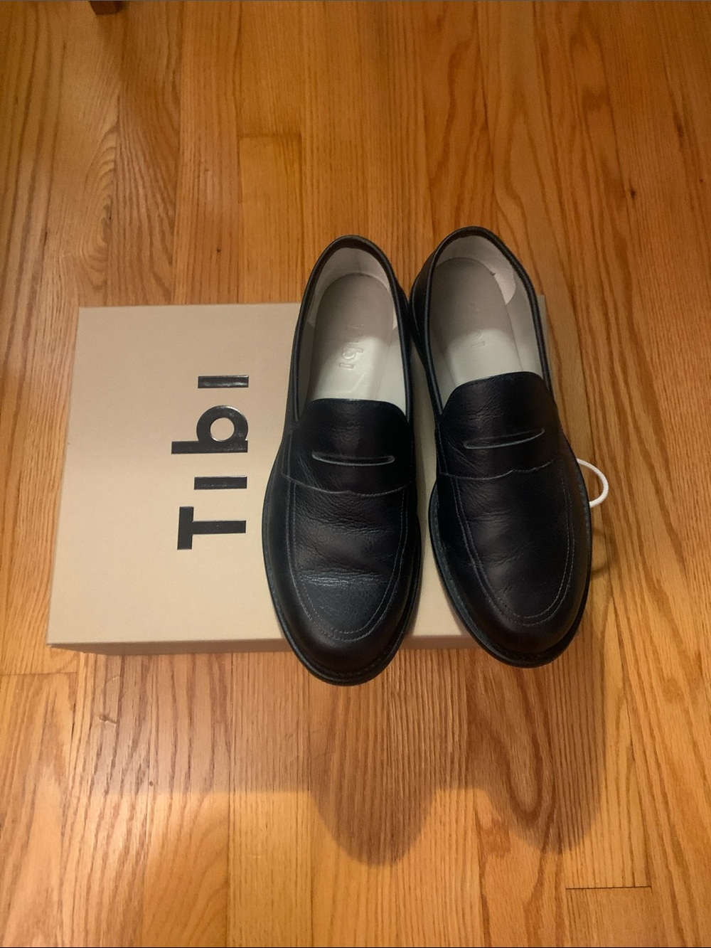 Tibi Herbert leather loafer navy blue size 8